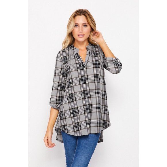 Honeyme Tops - Honeyme Plaid Gabby Top